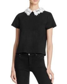 AQUA Floral Collar Top at Bloomingdales